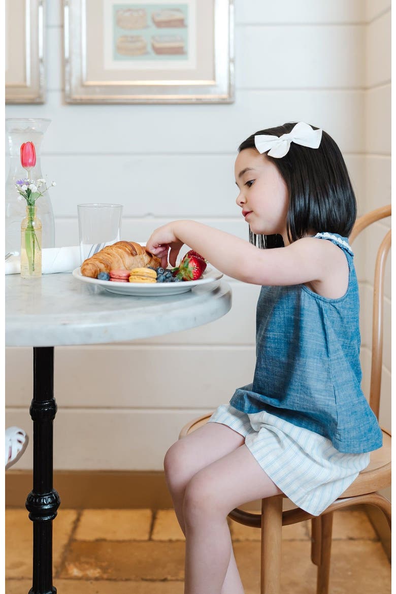 Girls' Organic Sleeveless Ruffle Collar Chambray Button Back Top , Toddler, Alternate, color, Chambray Sleeveless Ruffle