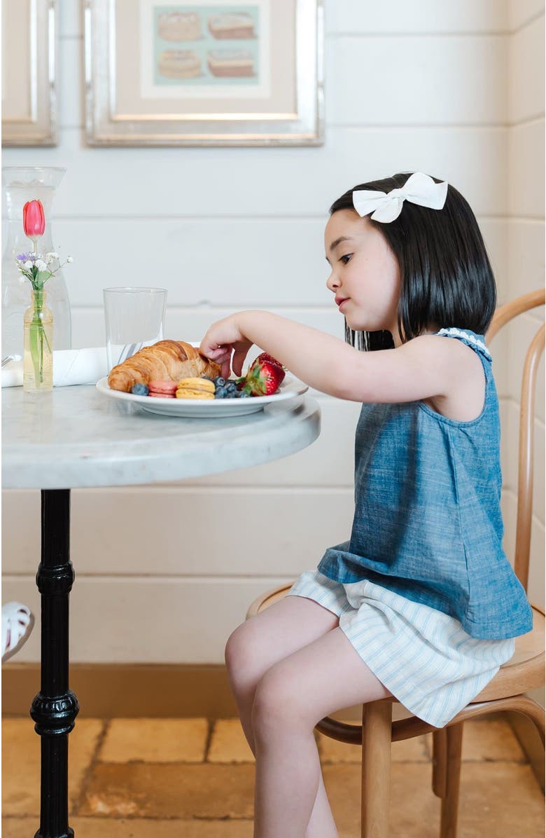 Hope & Henry Girls' Organic Sleeveless Ruffle Collar Chambray Button Back Top , Toddler, Alternate, color, 