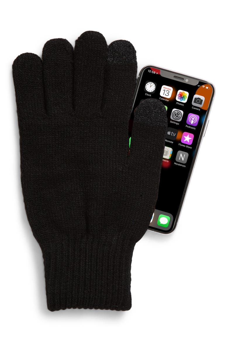 Essential Knit Gloves, Alternate, color, BLACK