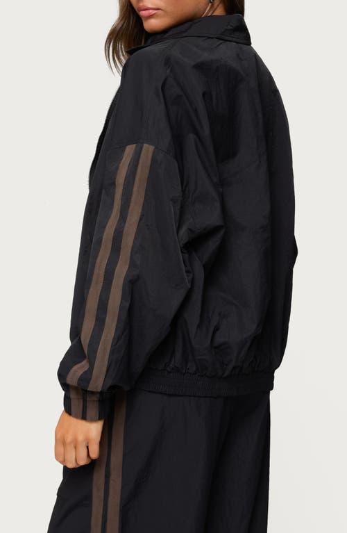 Edikted Kieran Stripe Nylon Track Jacket In Black