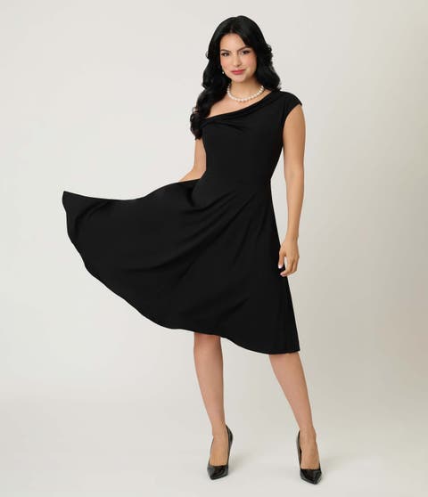 Plus Size Asymmetrical Neck Swing Dress