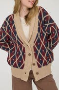 Blu Pepper Argyle Cotton Button Front Cardigan