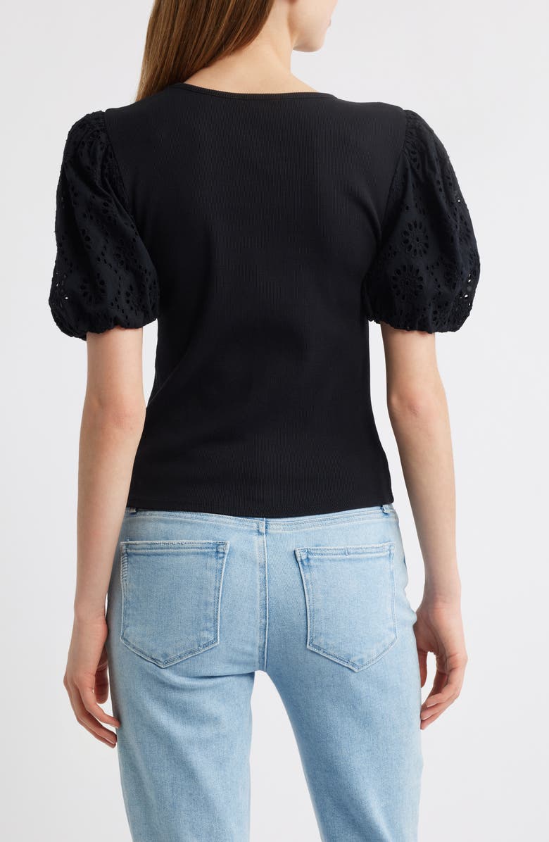 PAIGE Marina Eyelet Puff Sleeve T-Shirt, Alternate, color,