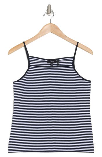 Theory Stripe Square Neck Pima Cotton Tank In Nywh