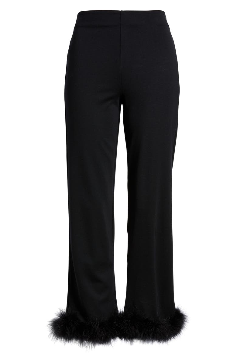 MANGO Feather Hem Capri Pants, Main, color, Black