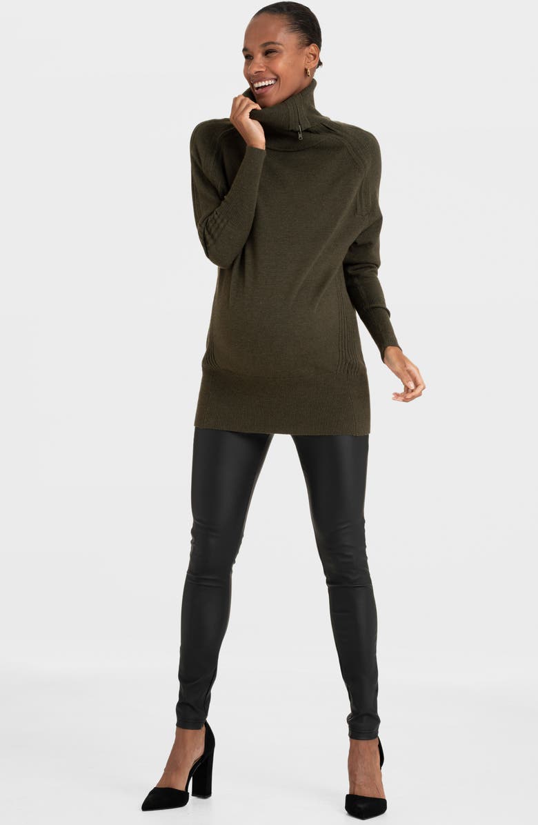 Seraphine Over the Bump Coated Maternity Leggings, Alternate, color, Black