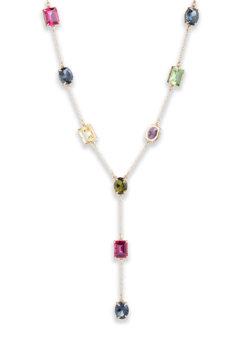 Beldon Stone Station Y-Necklace, Main, color, GLD/ MULTI