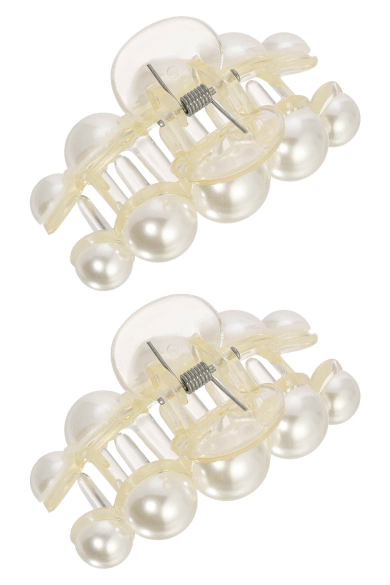 2-Pack Faux Pearl Claw Clips, Alternate, color, GOLD