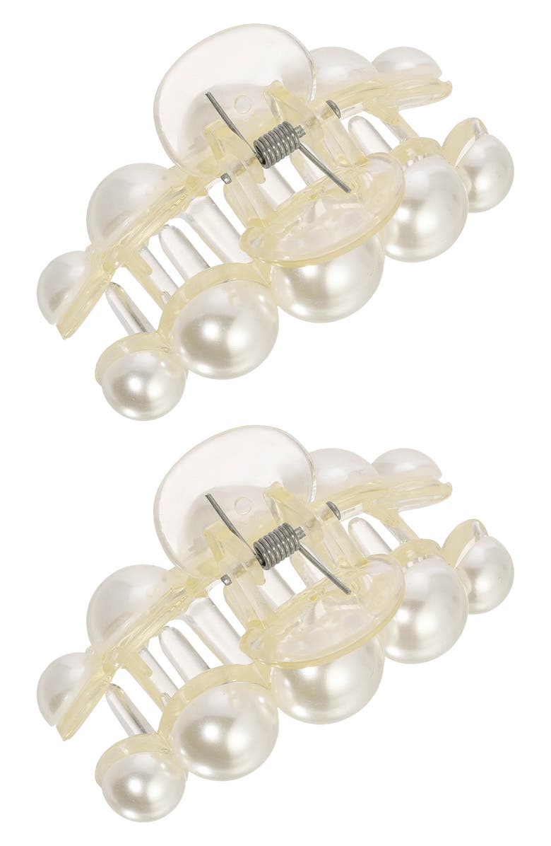Ettika 2-Pack Faux Pearl Claw Clips, Alternate, color, Gold