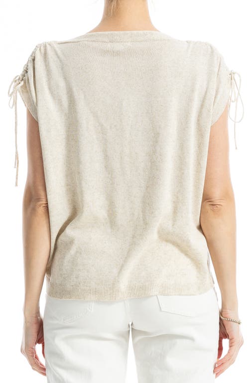 Max Studio Ruched Shoulder Short Sleeve Knit Sweater In Gray