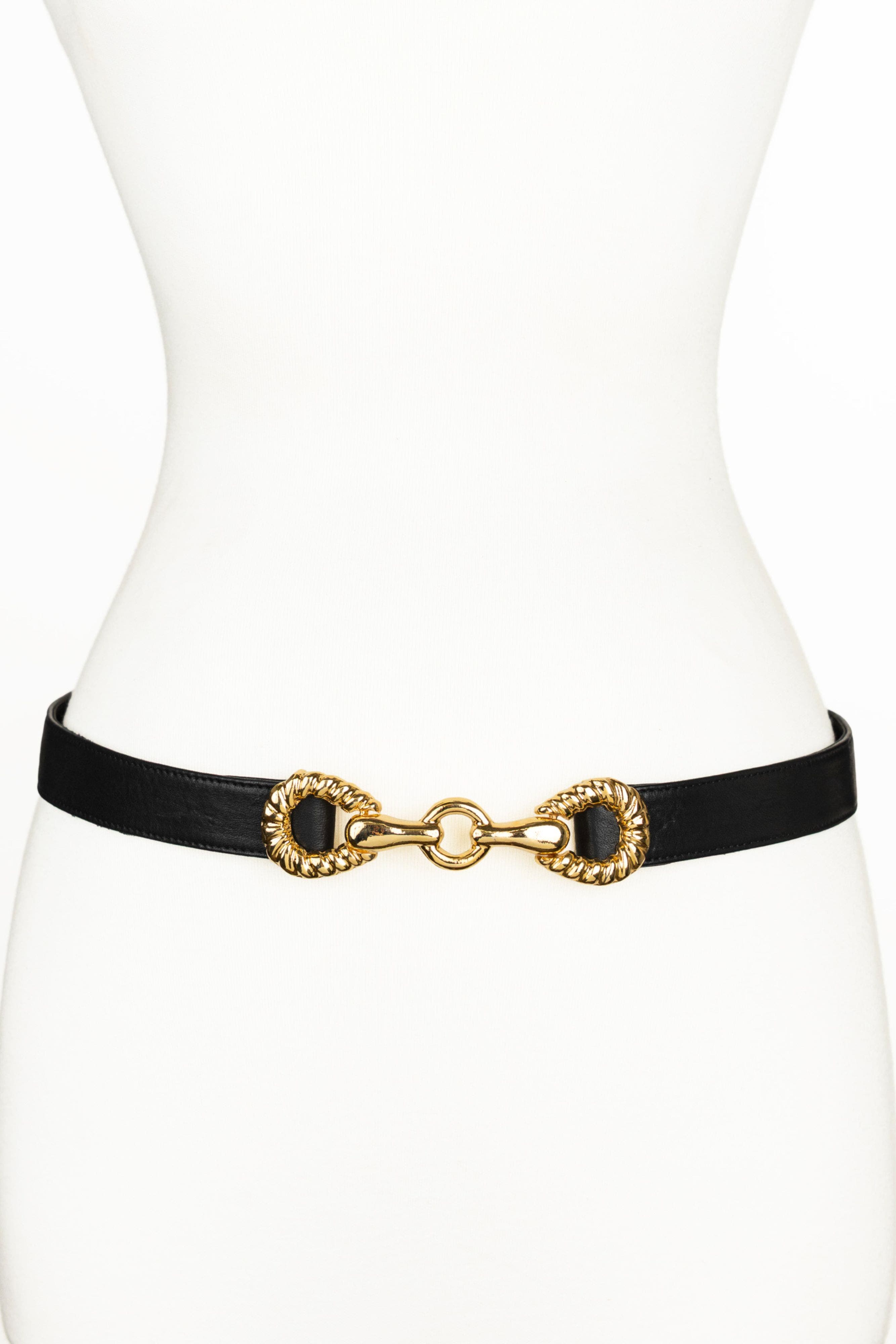 Raina Belts Rider Circle Buckle Leather Belt In Black