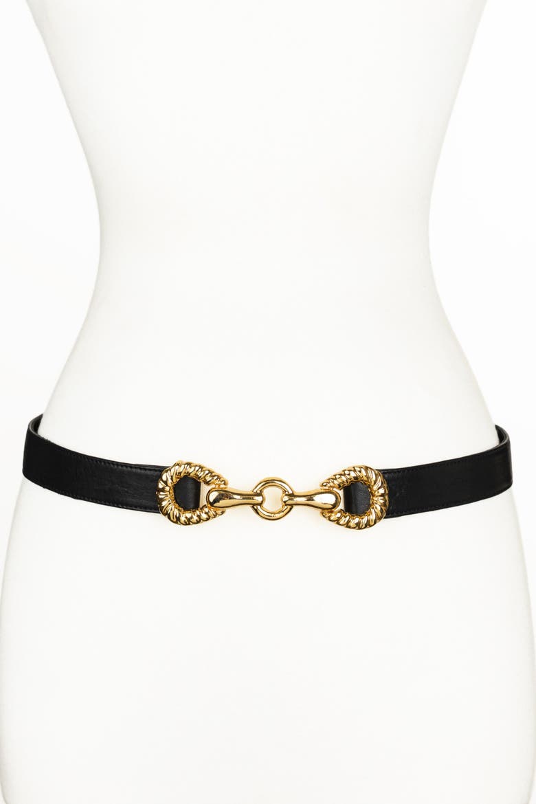 Rider Circle Buckle Leather Belt, Main, color, Black