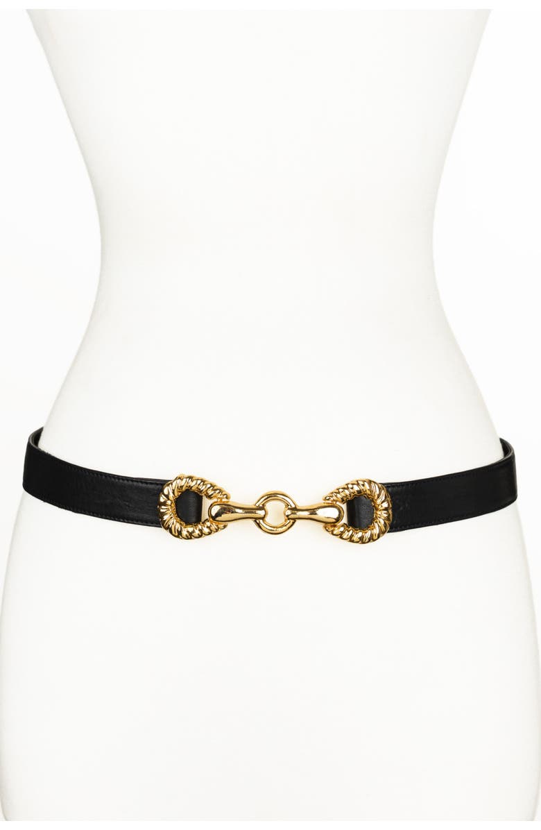 Raina Belts Rider Circle Buckle Leather Belt, Main, color, Black
