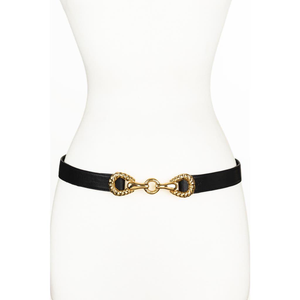 Raina Belts Rider Circle Buckle Leather Belt In Black