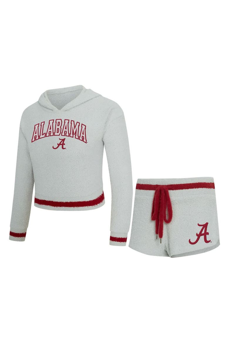 Women's Concepts Sport Gray/Crimson Alabama Crimson Tide Whitley Long Sleeve Hoodie Top & Shorts Set, Main, color, Gray