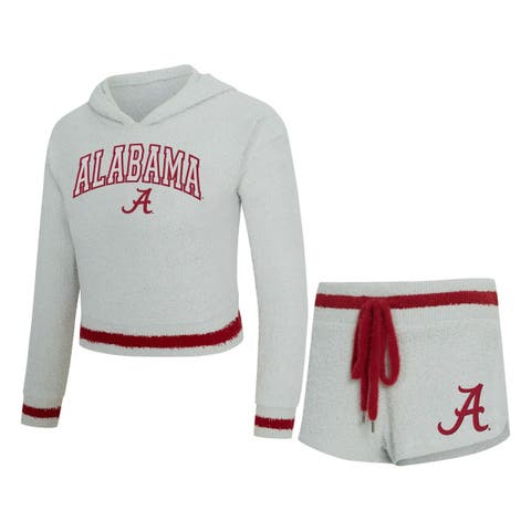 Women's Concepts Sport Gray/Crimson Alabama Crimson Tide Whitley Long Sleeve Hoodie Top & Shorts Set