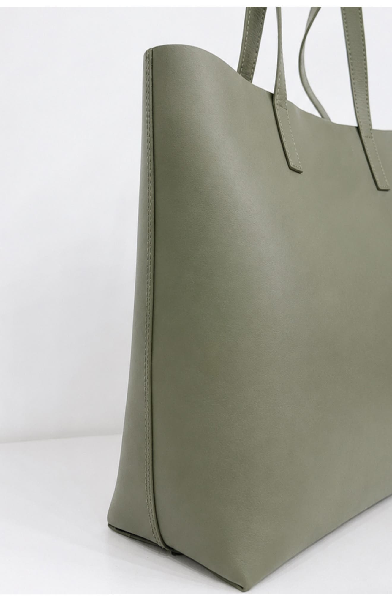 Agatha Leather Tote, Alternate, color, DARK MOSS