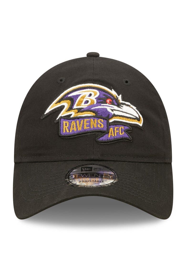 Youth New Era Black Baltimore Ravens 2022 Sideline Adjustable 9TWENTY Hat, Alternate, color, Black