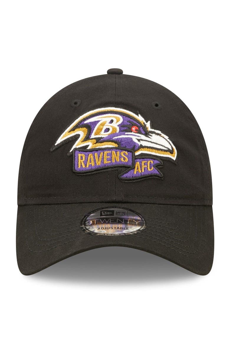 New Era Youth New Era Black Baltimore Ravens 2022 Sideline Adjustable 9TWENTY Hat, Alternate, color, 