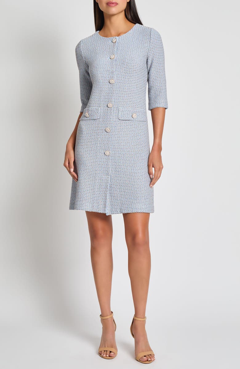 Misook Tri-Color Tweed Dress, Main, color,