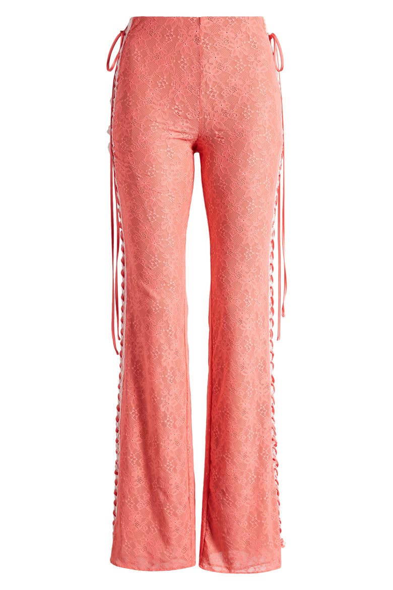 Floral Lace Lace-Up Pants, Alternate, color, GRAPEFRUIT