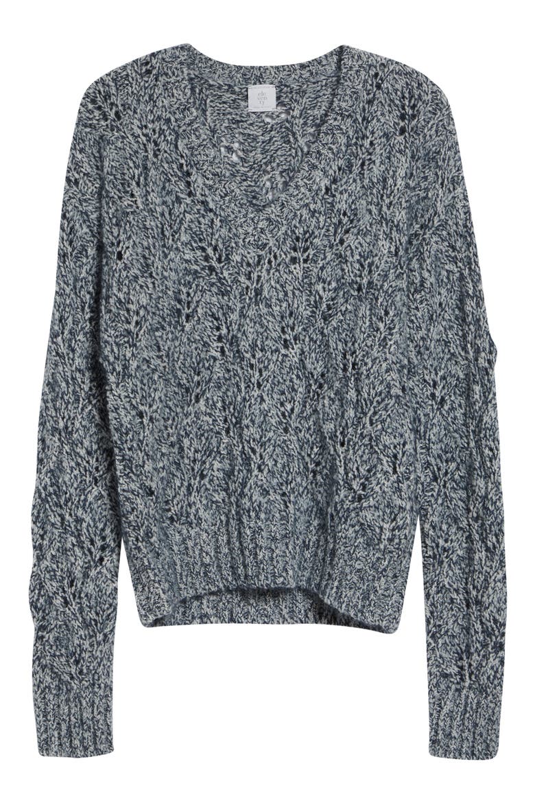 V-Neck Cable Knit Sweater, Alternate, color, 178 DARK JADE