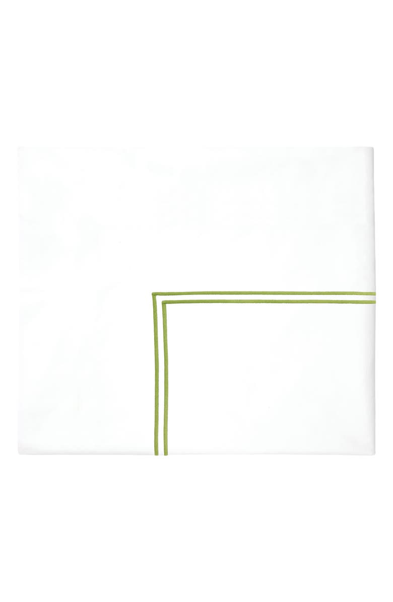 SFERRA Grande Hotel Cotton Flat Sheet, Main, color, White/ Fern