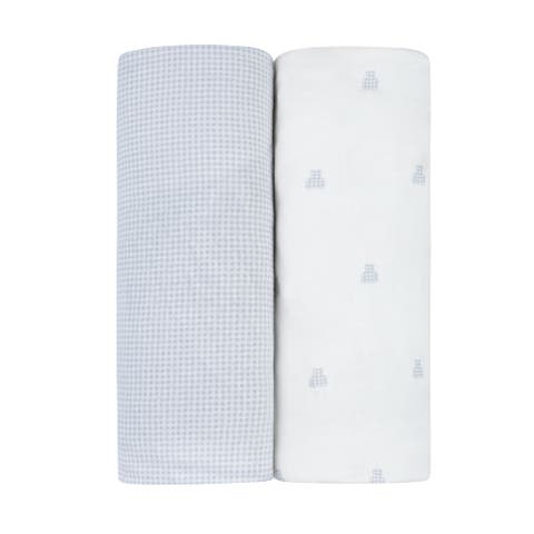 Gingham Bear Collection Baby Fitted Crib Sheets 2 Pack
