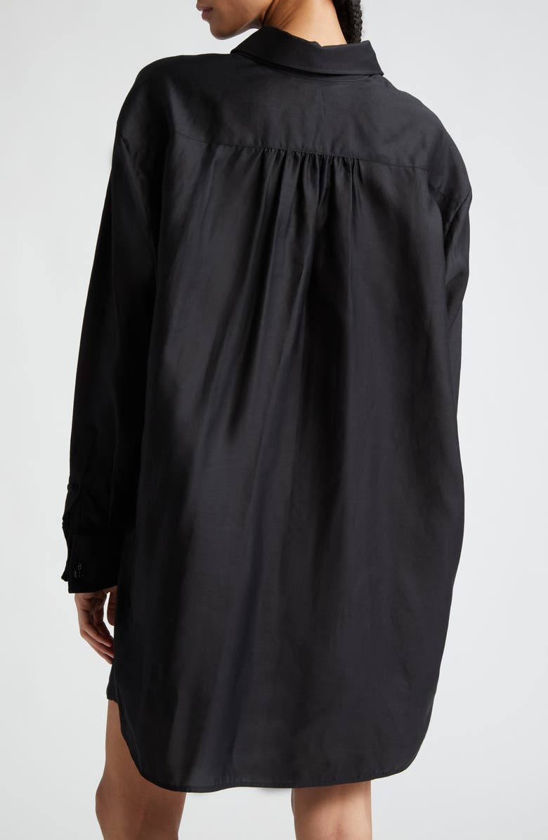 Max Mara Marea Oversize Button-Up Shirt with Bow Tie, Alternate, color, 