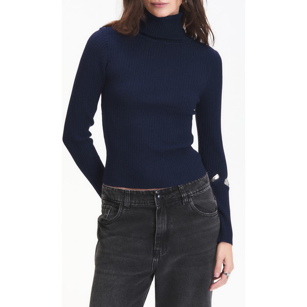 Deluc Mylo Ribbed Turtleneck Sweater In Blue