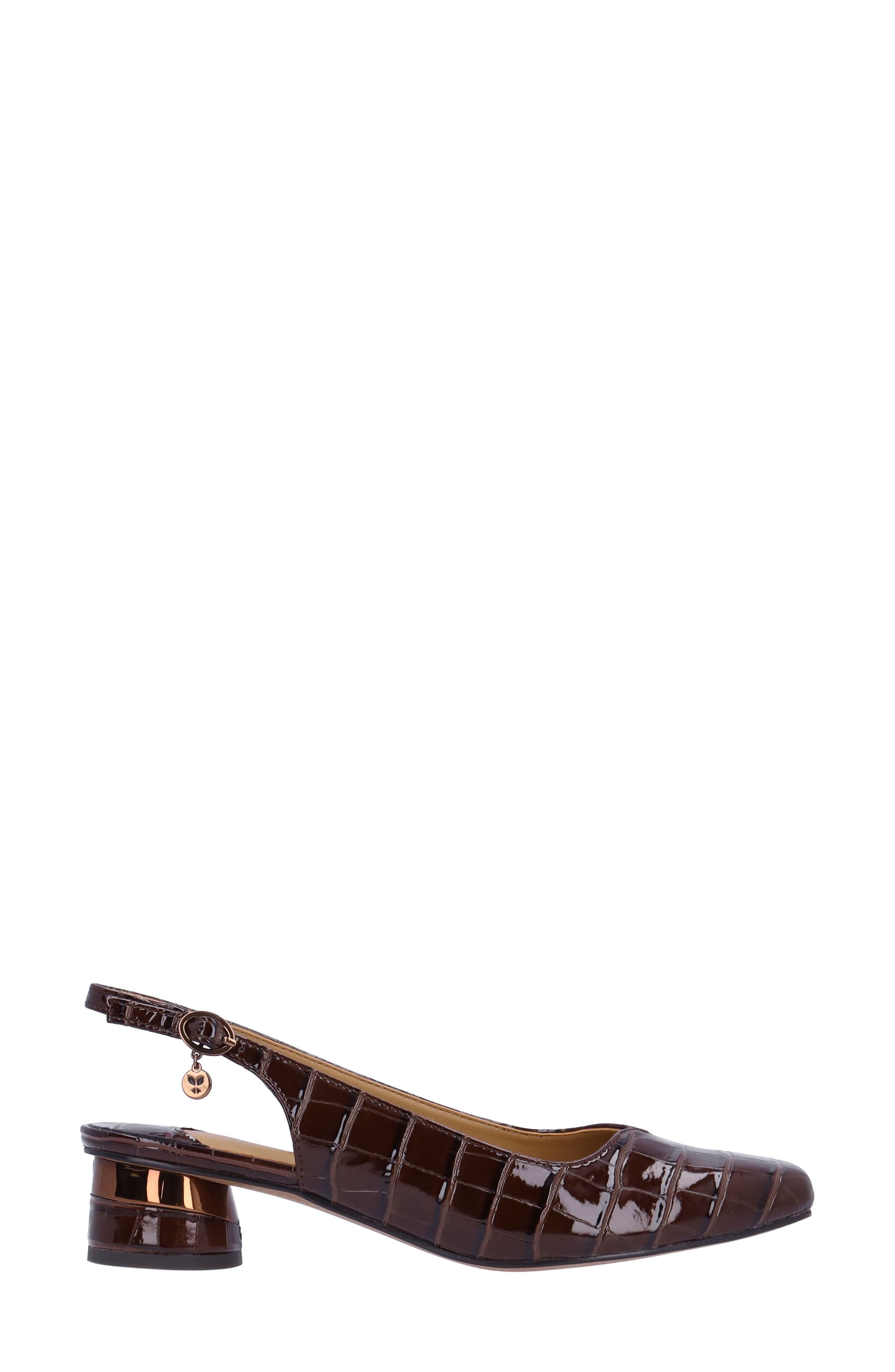 J. Reneé Taveta Croc Embossed Slingback Pump, Alternate, color, Brown