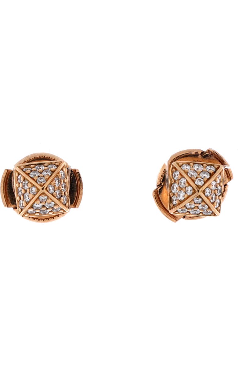 Pre-Owned Hermes Clou d'H Stud Earrings 18K Rose Gold with Diamonds, Main, color, Rose Gold