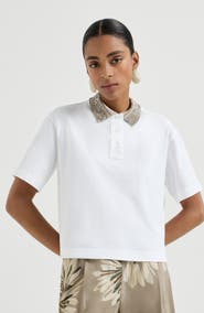 Brunello Cucinelli Polo with dazzling knit collar
