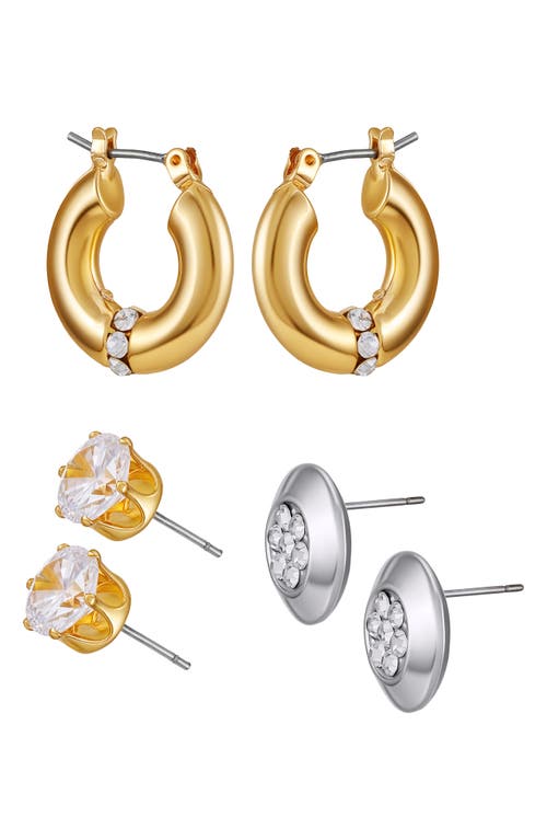 Vince Camuto Hoop And Stud Earring Set In Gold