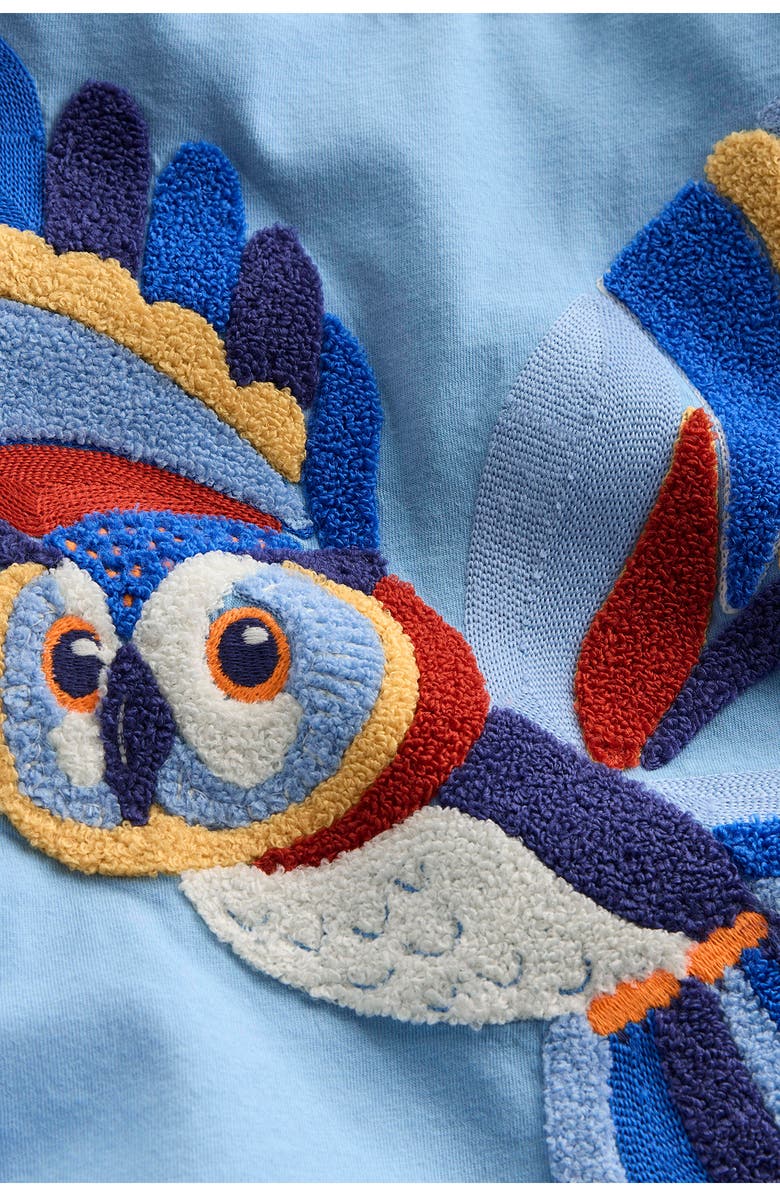 Mini Boden Kids' Owl Appliqué Cotton Graphic T-Shirt, Alternate, color, Seamist Blue Owl