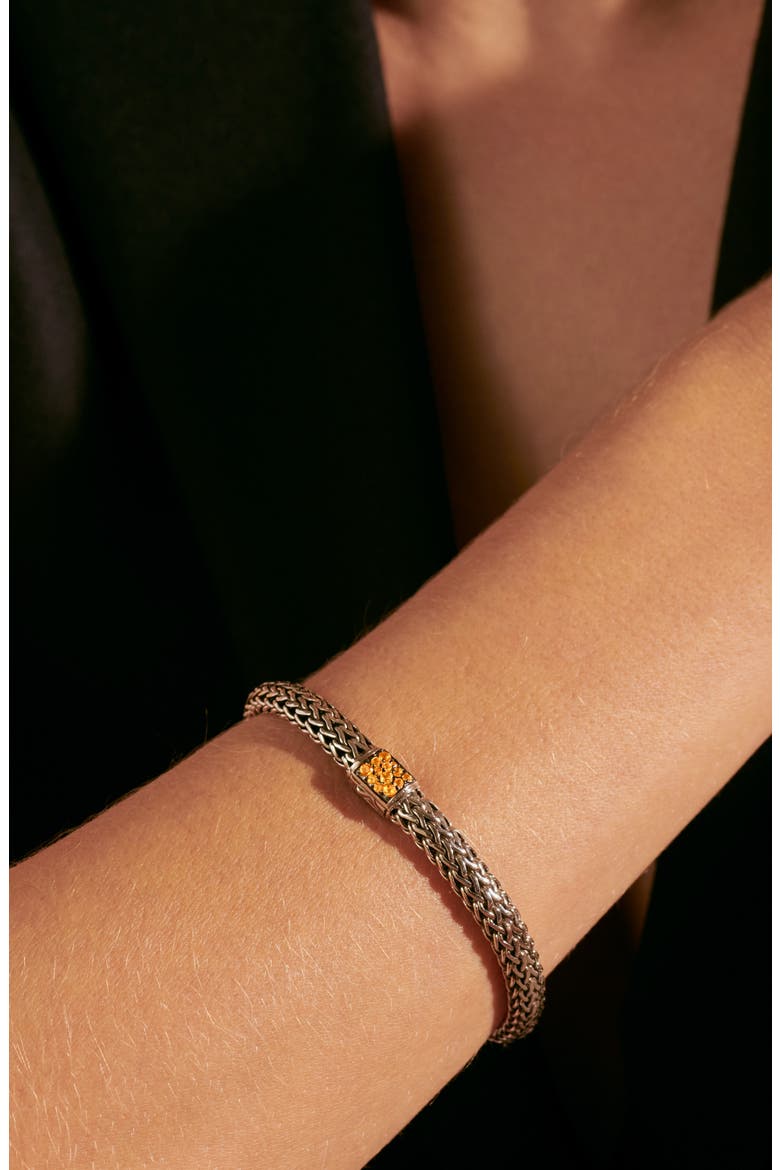 Reversible Icon Bracelet, Sterling Silver, Pavé, 6.5mm, Alternate, color, BLACK SAPPHIRE/ CITRINE