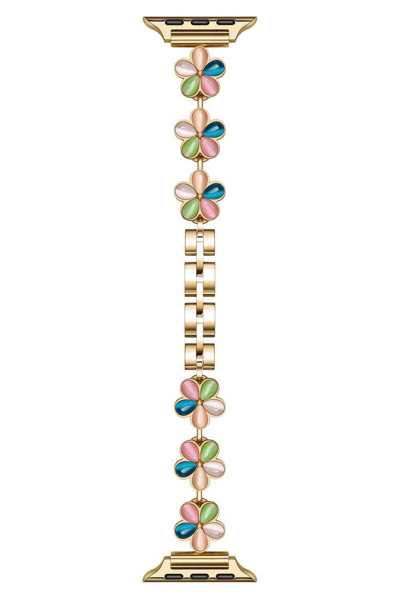 June Flower Bracelet Apple Watch® Watchband, Main, color, GOLD MULTI