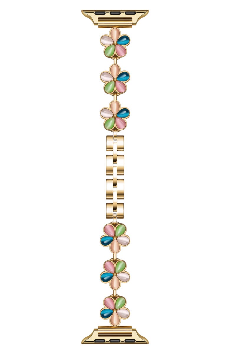 The Posh Tech June Flower Bracelet Apple Watch<sup>®</sup> Watchband, Main, color, Gold Multi