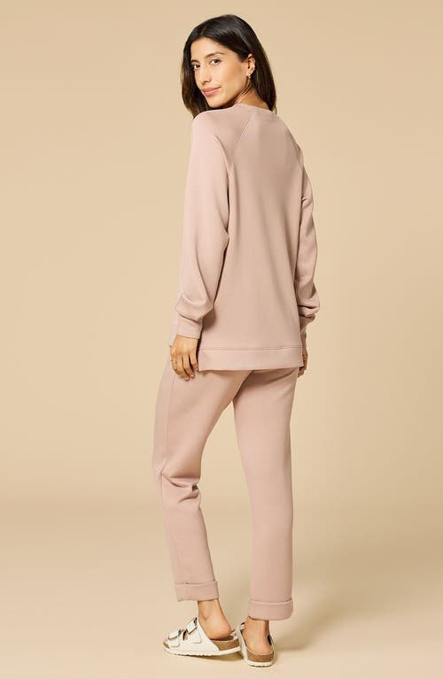 Softies Athleisure Crewneck And Crop Pant Set In Neutral