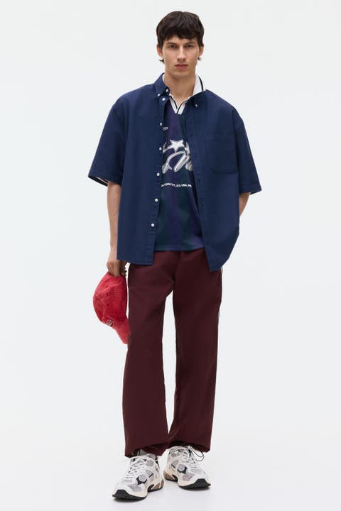Relaxed-fit short-sleeved oxford shirt
