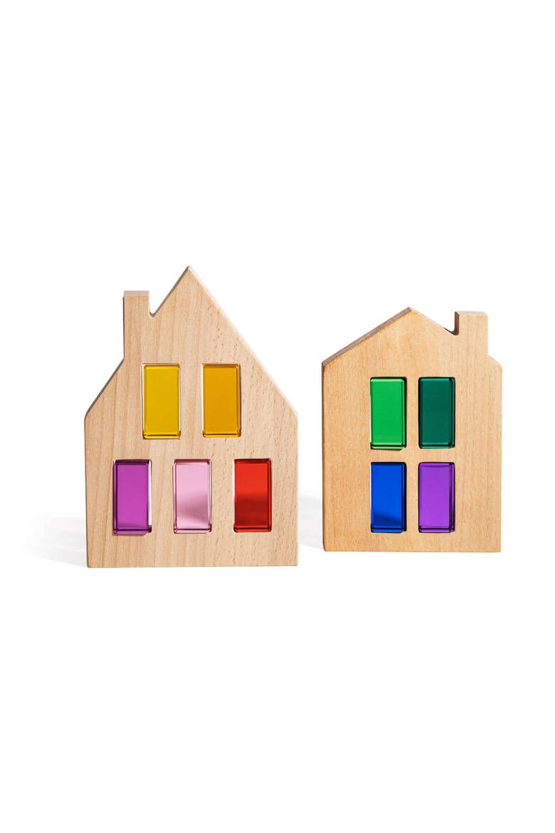 Remi City Wooden Building Blocks with Acrylic Gems, Alternate, color, Multicolor