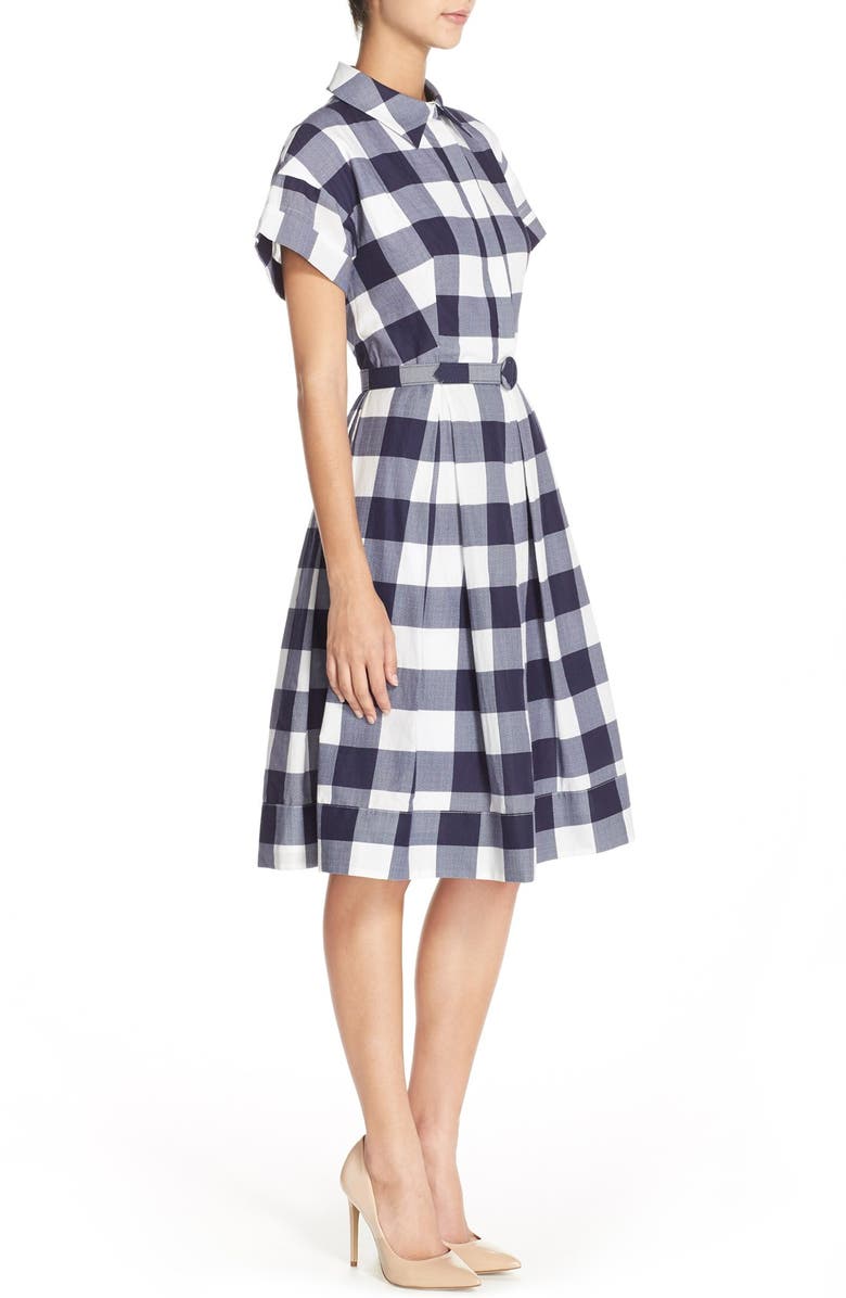 Eliza J Woven Gingham Shirtdress, Alternate, color, 