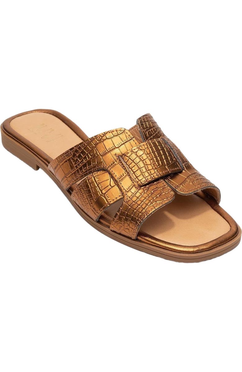 Forever & Always Shoes Notre Leather Slide Sandal, Main, color, Bronze Leather