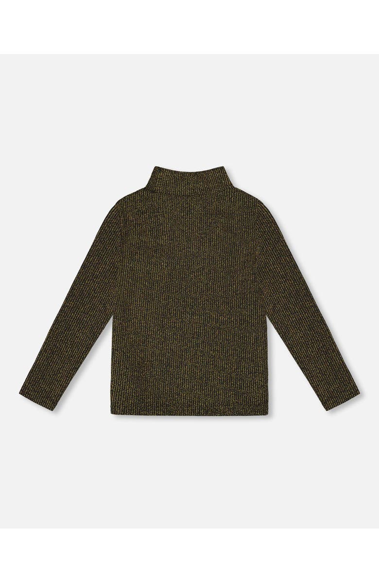 Deux par Deux Shiny Rib Mock Neck Top, Alternate, color, Black And Gold