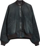 Balenciaga Oversize Distressed Denim Bomber Jacket