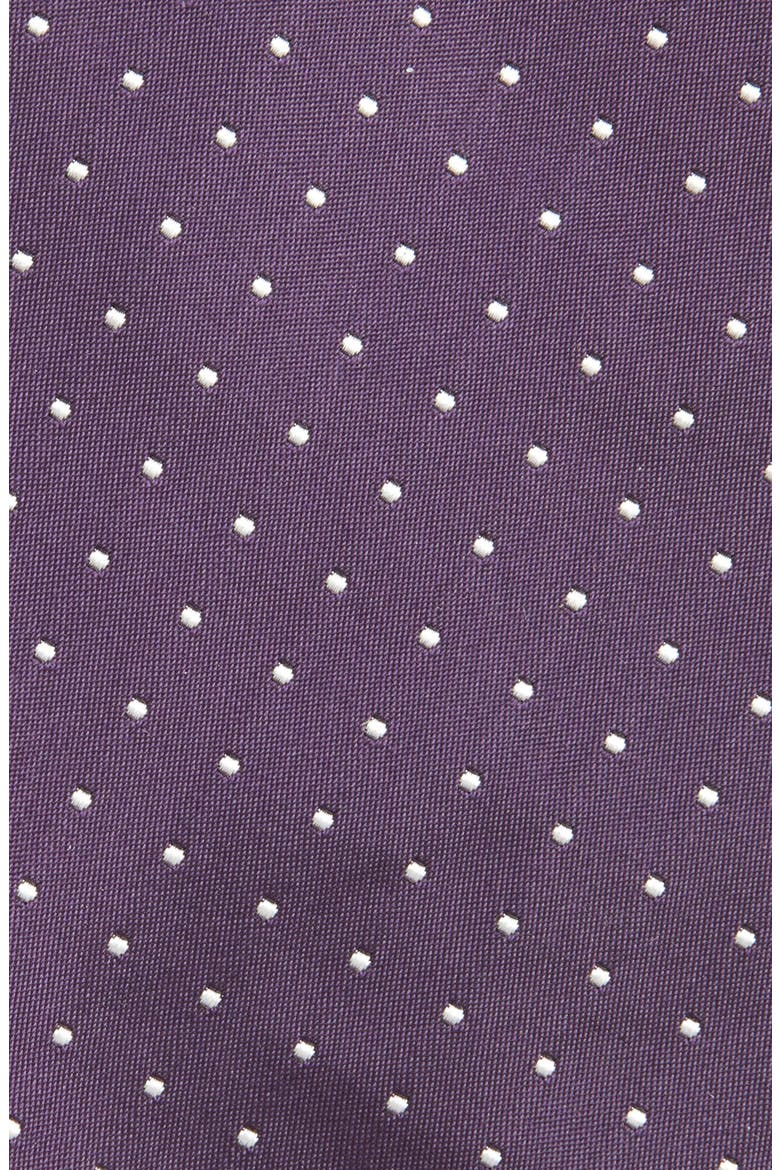 Pin Dot Silk Peau de Soie Tie, Alternate, color, DARK PURPLE