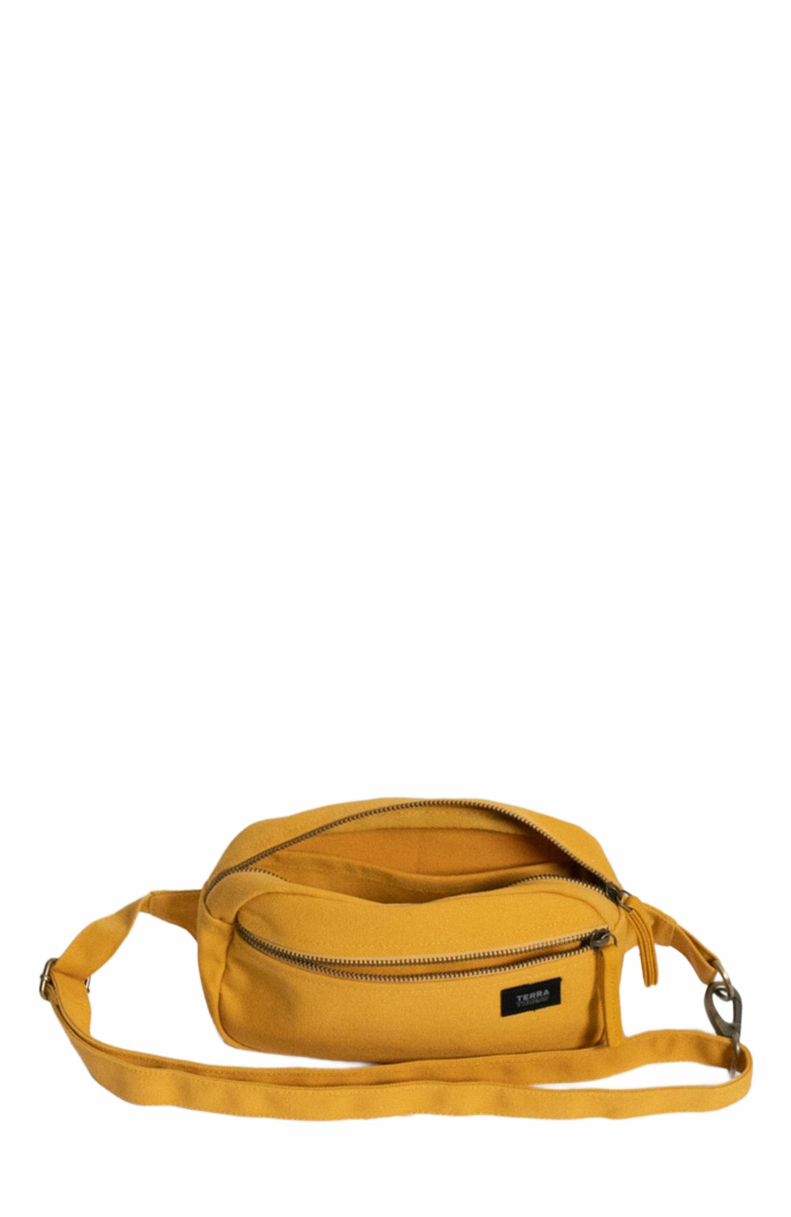 Organic Cotton Sling Belt Bag, Alternate, color, Mustard Yellow