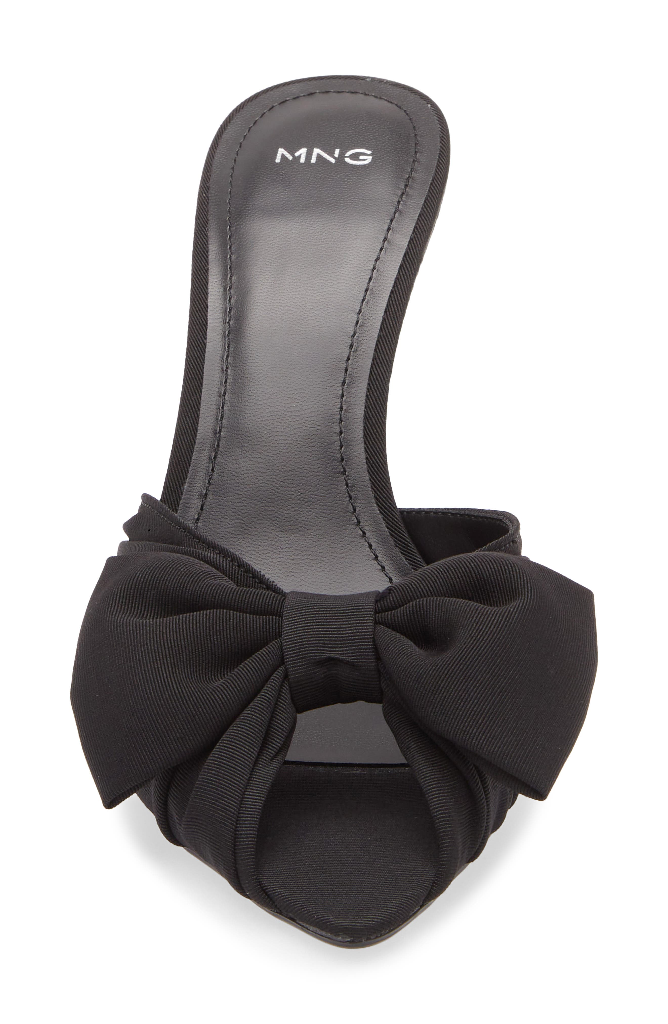 MANGO Lasy Bow Slide Sandal, Alternate, color, Black