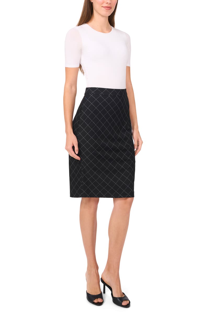 Halogen<sup>®</sup> Print Ponte Pencil Skirt, Alternate, color, Rich Black