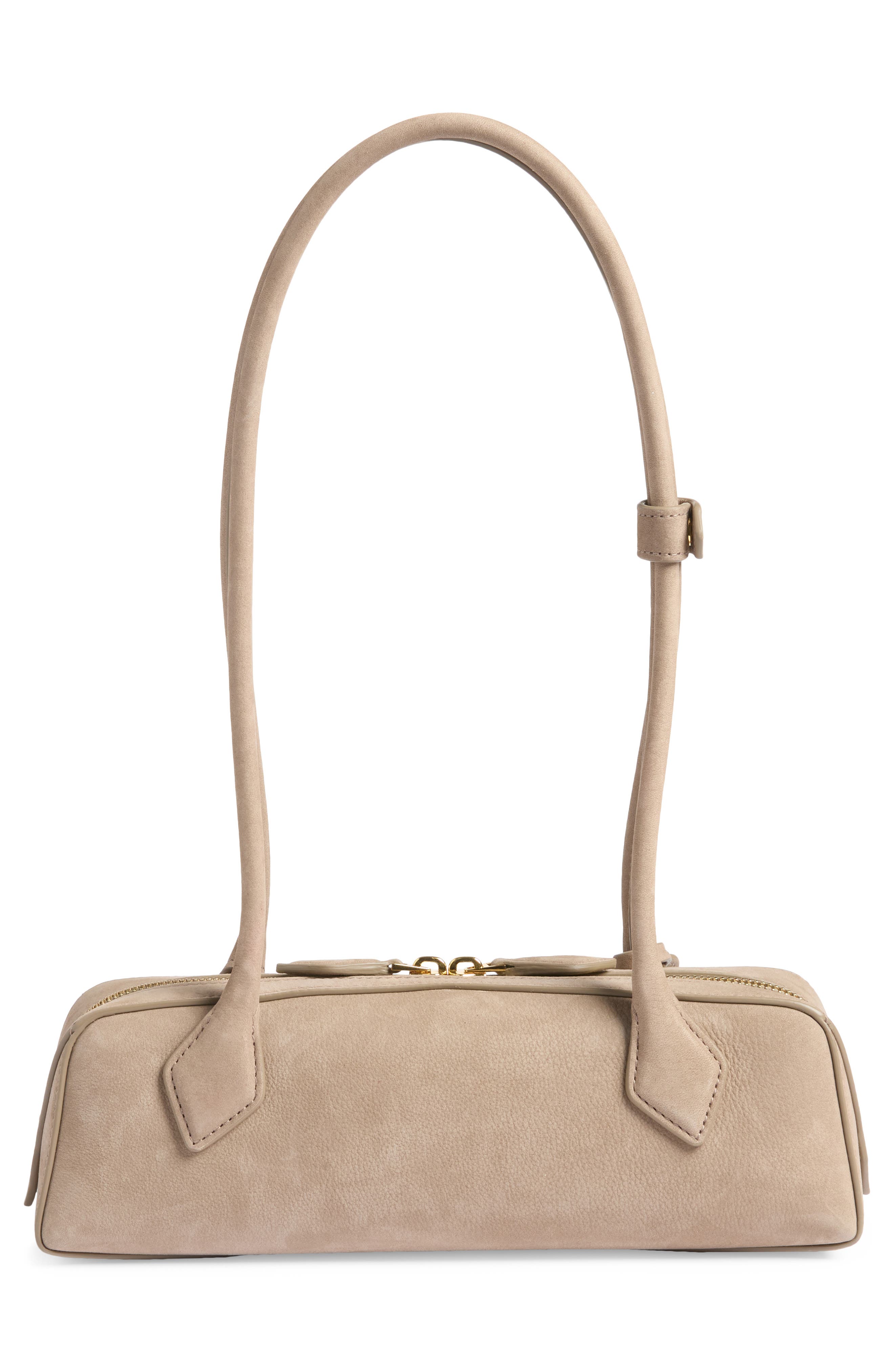Le Teckel Small Nubuck Leather Shoulder Bag, Alternate, color, BRUME